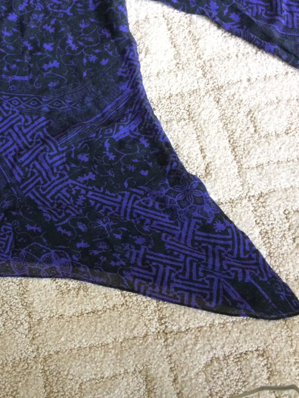 Chico’s Black and Purple Long Sleeve Sheer Silk Asymmetrical Top - Picture 16 of 16